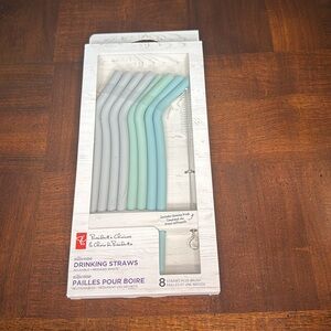 Set of 8 Silicone Drinking Straws with cleaning brush New